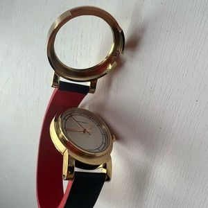 Tory Burch red, blue, and gold watch